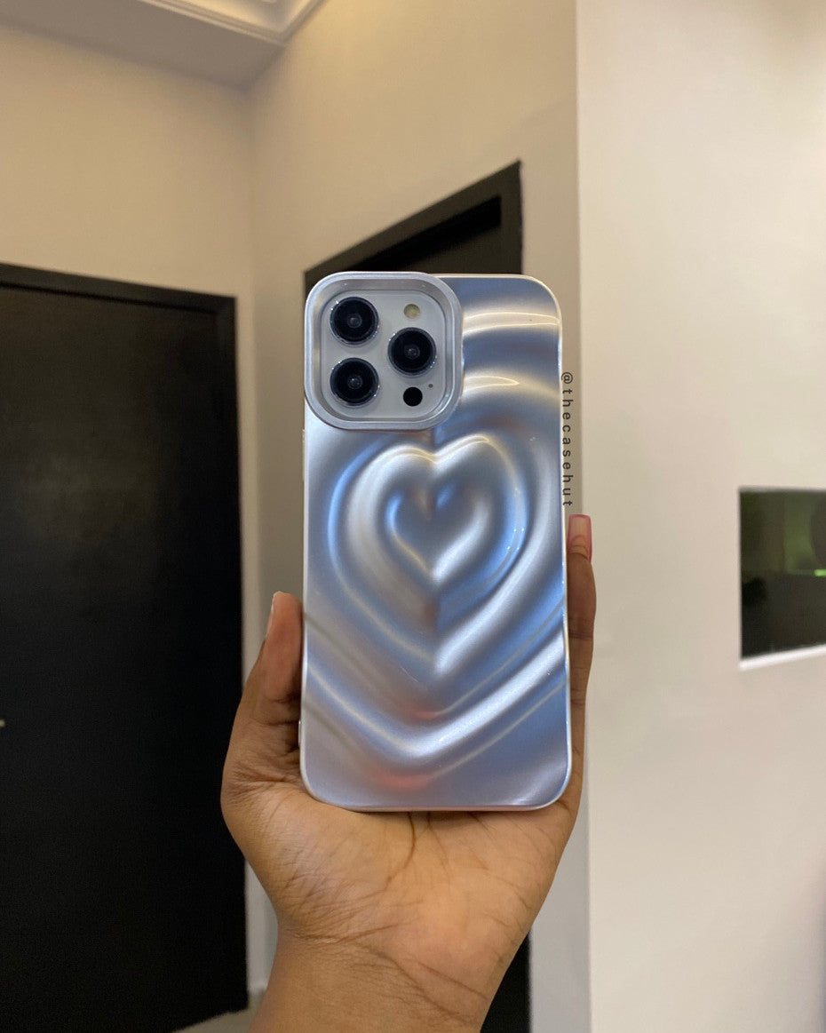 Silver 3D Heart Case