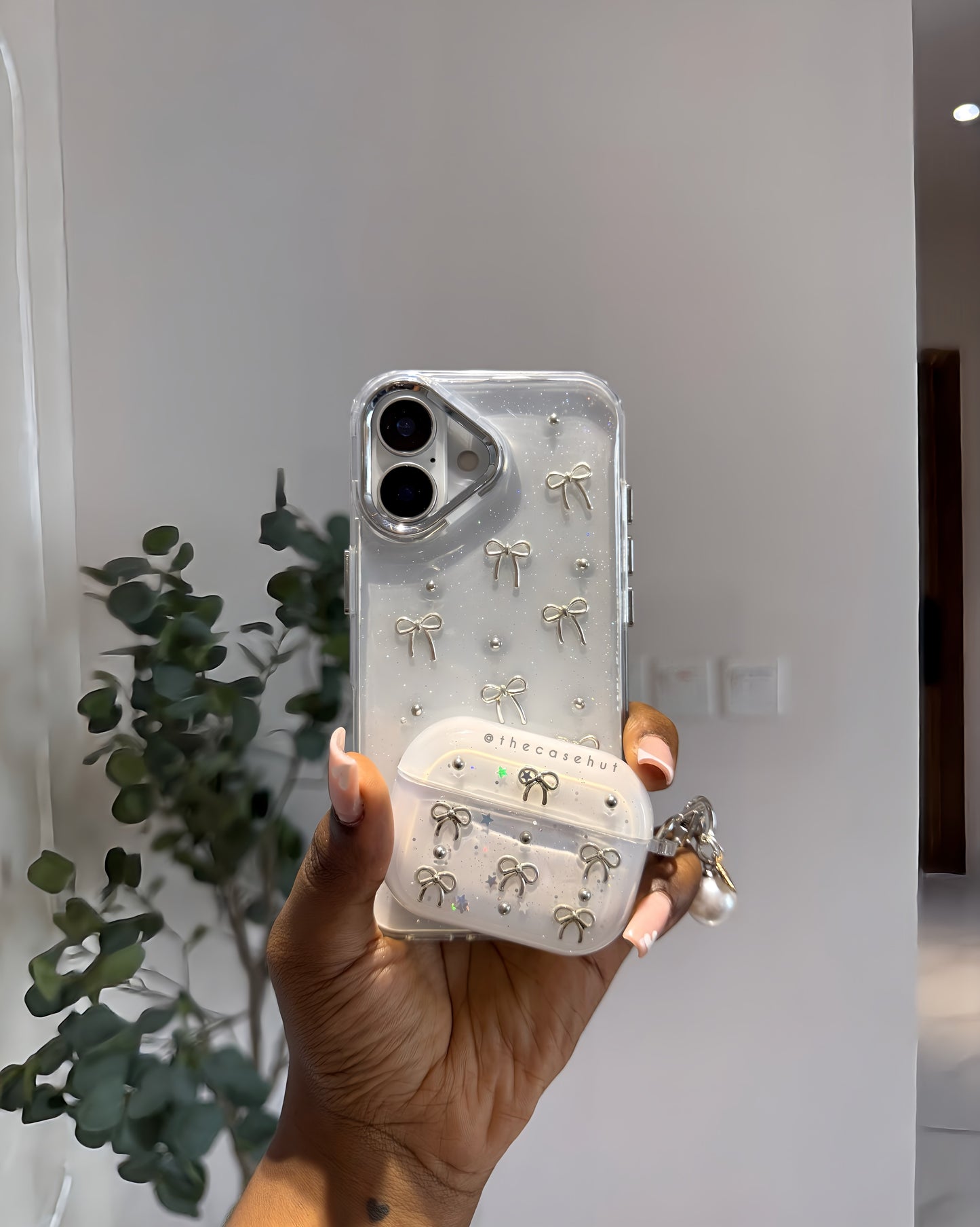 Studded Bow Clear Phonecase