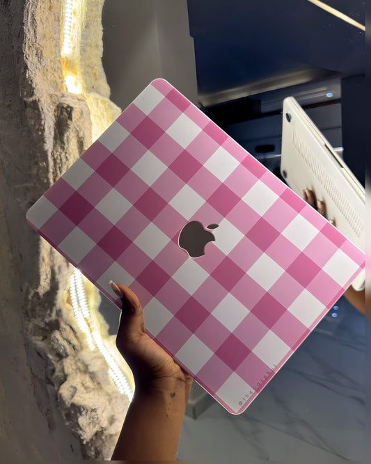Pink Checkered Macbook Case