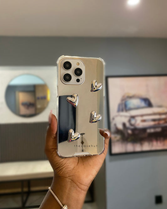 Studded Heart Mirror Phonecase