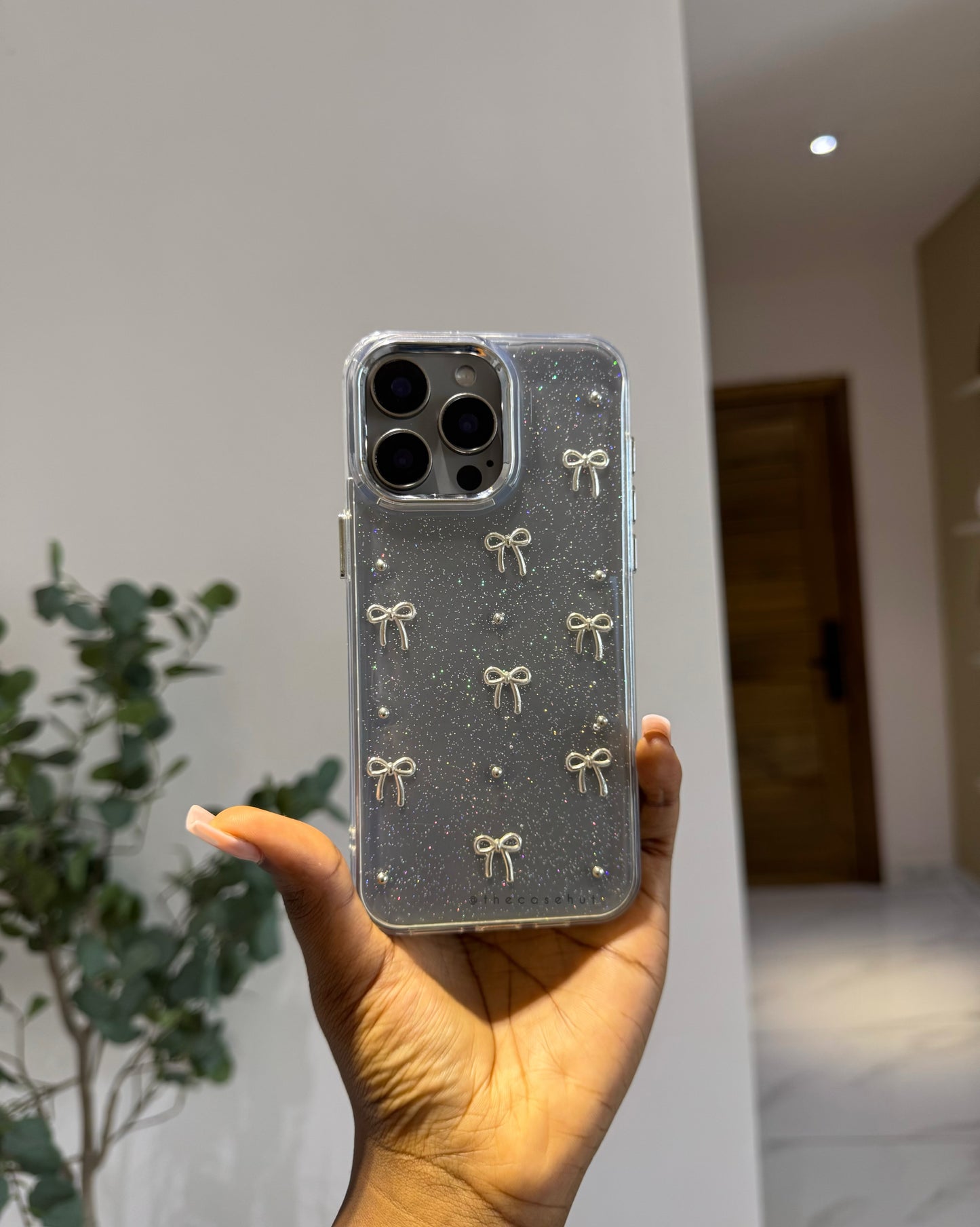 Studded Bow Clear Phonecase