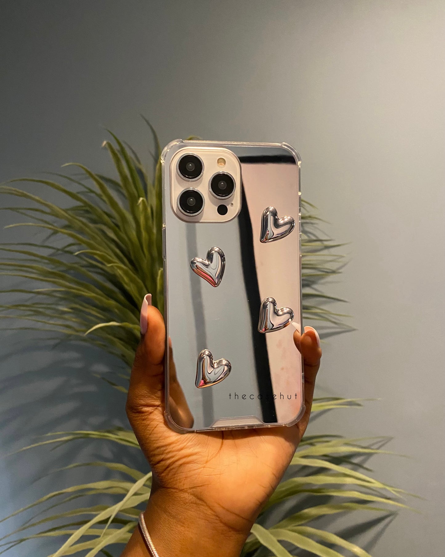 Studded Heart Mirror Phonecase