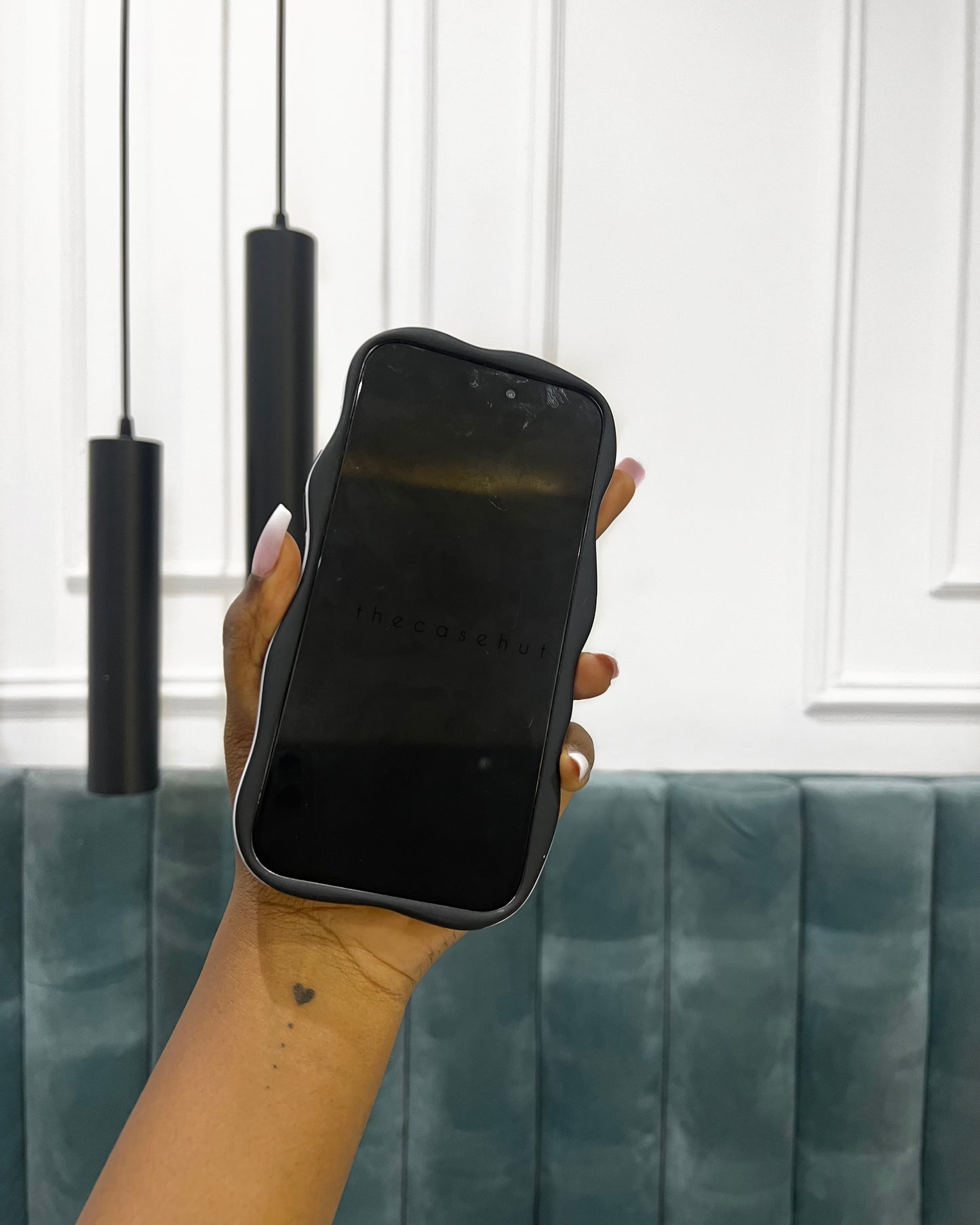 Blue Ink Dots Wavy Edge Phonecase