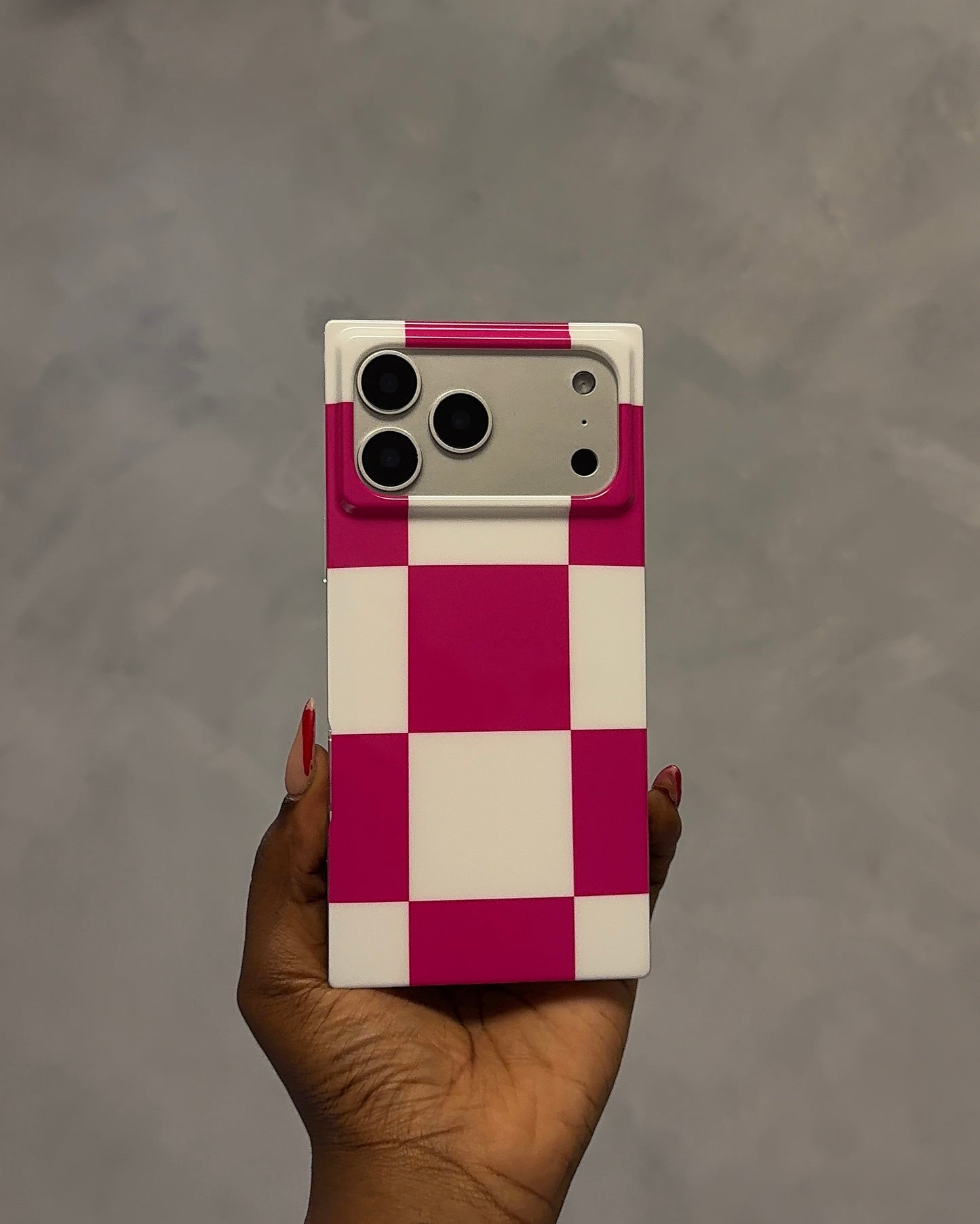 Pink Checkered Square Case