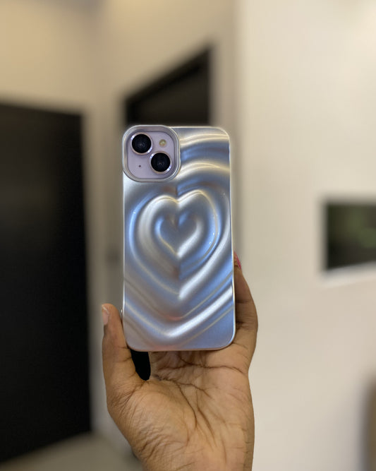 Silver 3D Heart Case