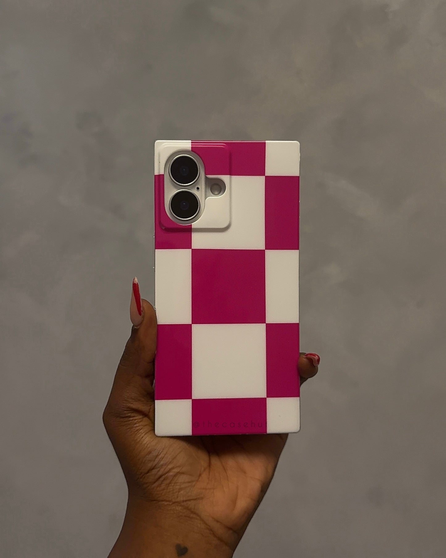 Pink Checkered Square Case