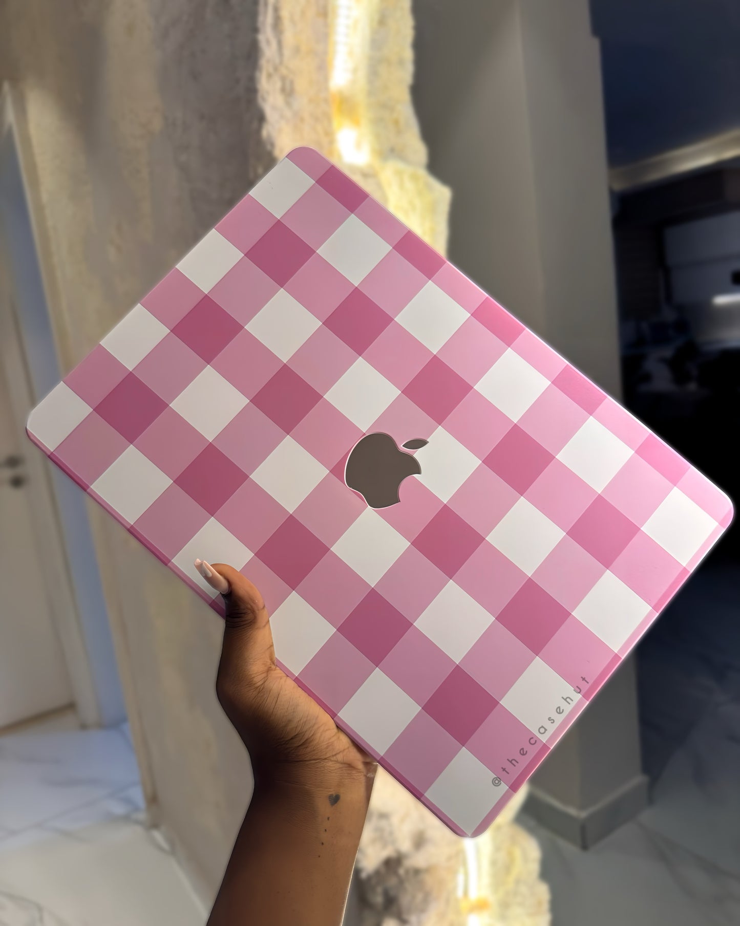 Pink Checkered Macbook Case