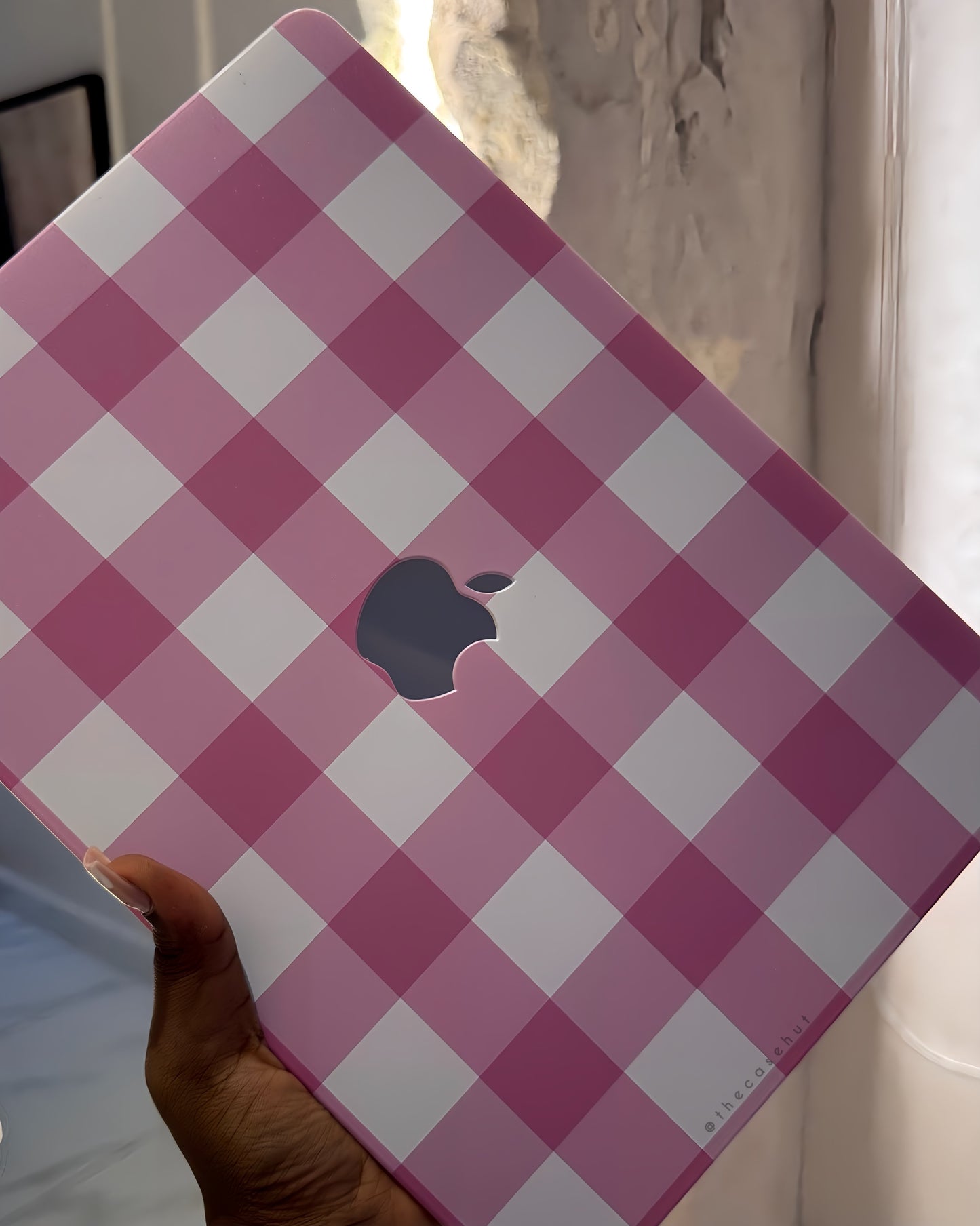 Pink Checkered Macbook Case